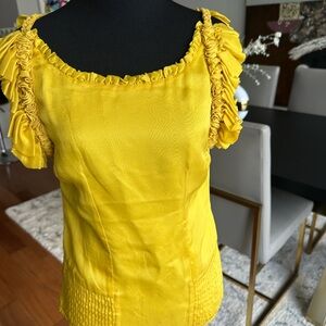 Catherine Malandrino Yellow Ruffled Sleeveless Blouse